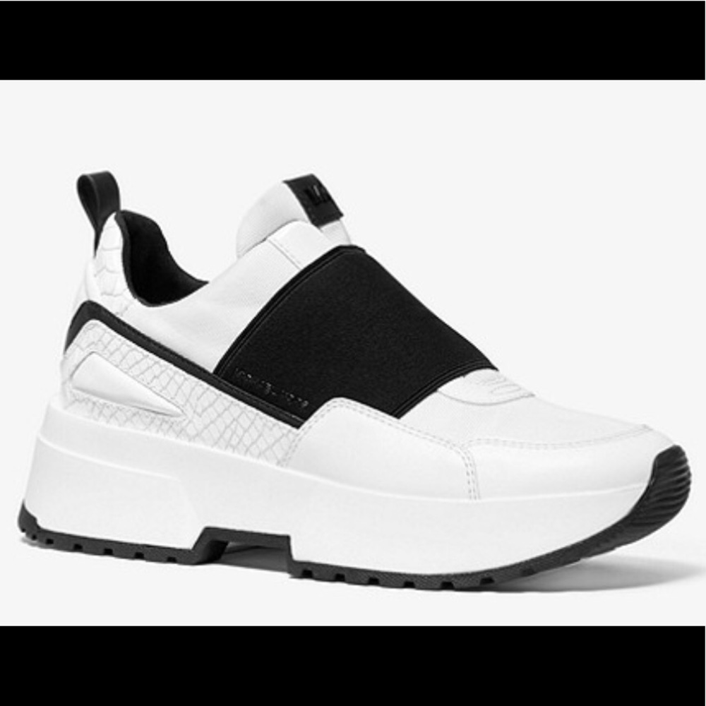 Michael Kors Optic White/Black Cosmo Slip On Shoes